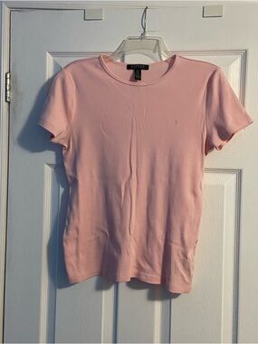 Lauren Ralph Lauren Light Pink Short Sleeve Crewneck T-Shirt Size M 100% Cotton